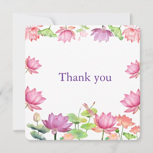 Watercolor Roze Lotus Bloementuin 2.5 Bedankkaart (Voorkant)