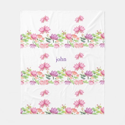 Watercolor Roze Lotus Bloementuin Fleece Deken (Voorkant)