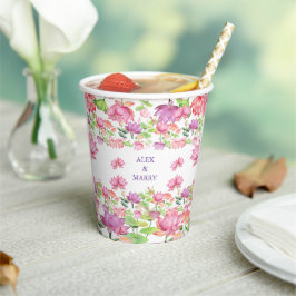 Watercolor Roze Lotus Bloementuin TROUWEN Papieren Bekers