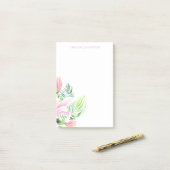 Watercolor Roze Magnolia Bloem Persoonlijk Post-it® Notes (Op bureau)