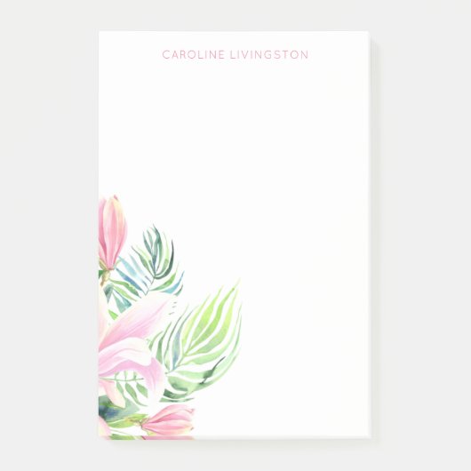 Watercolor Roze Magnolia Bloem Persoonlijk Post-it® Notes (Voorkant)