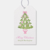 Watercolor Roze Mahjong Kerstboom Cadeaulabel (Voorkant)