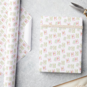Watercolor Roze Mahjong Tegels Cadeaupapier