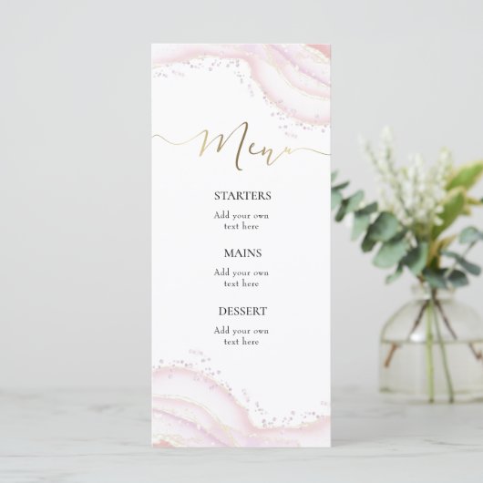 watercolor roze marmer Menu (Staand voorkant)