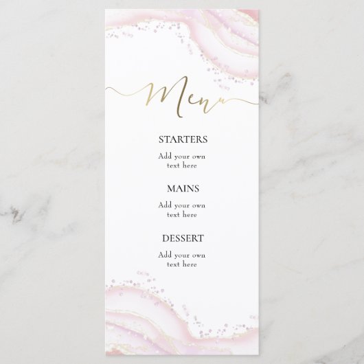 watercolor roze marmeren Menu (Voorkant)
