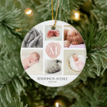 Watercolor Roze Ombre Monogram Foto Collage Meisje Keramisch Ornament<br><div class="desc">Watercolor Roze Ombre Monogram Foto Collage Meisje Keramische Versiering  (Bewerken)</div>