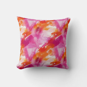 Watercolor Roze Oranje Abstract Kussen