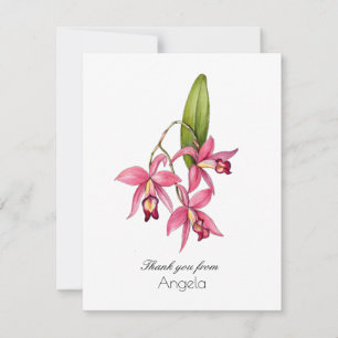 Watercolor Roze Orchidee opgevouwen Bedankkaart