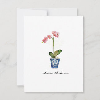 Watercolor Roze Orchidee vlakke kaart