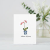 Watercolor Roze Orchidee vlakke kaart (Staand voorkant)