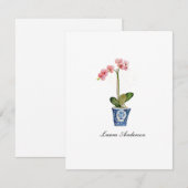Watercolor Roze Orchidee vlakke kaart (Voorkant / Achterkant)
