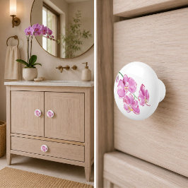 Watercolor Roze Orchideeën Keramische Knop