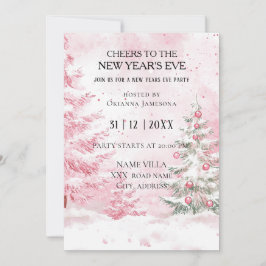 Watercolor Roze Oud en Nieuw-feest Kaart