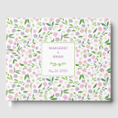Watercolor Roze & Paarse Bloemige Handtekening Tro Gastenboek (Voorkant)