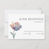 Watercolor Roze Paarse Tulp QR Code Trouwen RSVP Kaartje (Voorkant)