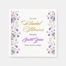 Watercolor roze-paarse wilde bloem bruidsdouche