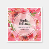 Watercolor Roze Pioen Bloemen Servet (Voorkant)