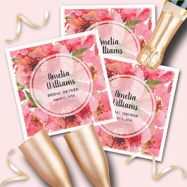 Watercolor Roze Pioen Bloemen Servet