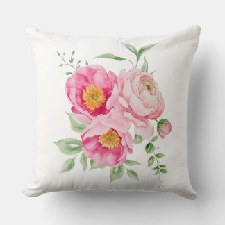 Watercolor Roze Pioen Bloemenkussen Hoes Kussen