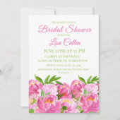 Watercolor Roze Pioen Bruidsfeest Script Kaart (Voorkant)