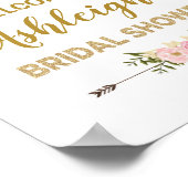 Watercolor Roze Pioen Bruiloft Welkom Poster (Hoek)