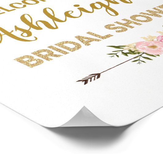 Watercolor Roze Pioen Bruiloft Welkom Poster (Hoek)