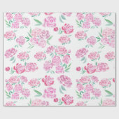 Watercolor Roze Pioen Design Cadeaupapier (Vlak)