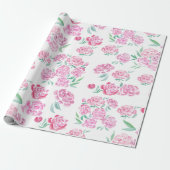 Watercolor Roze Pioen Design Cadeaupapier (Uitgerold)