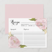 Watercolor Roze Pioenbruiloft Receptkaart (Voorkant / Achterkant)