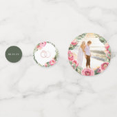 Watercolor Roze Pioenrozen | Bruiloftsfeest voor d Confetti (Achterkanten)