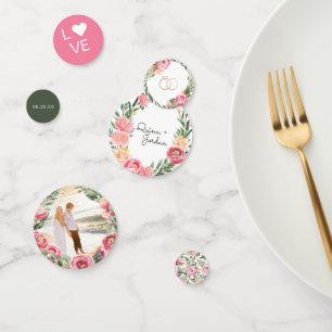 Watercolor Roze Pioenrozen Bruiloftsfeest voor d Confetti