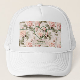 Watercolor Roze Roos en Bloemmotieven Trucker Pet
