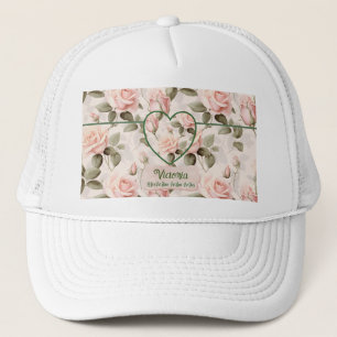 Watercolor Roze Roos en Botanische Elementen Trucker Pet