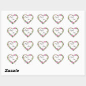 Watercolor Roze Roos Rand Bruid en Bruidegom Hart Sticker (Vel)