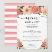 Watercolor Roze Rozen Bloemen Bruiloft Menu (Voorkant / Achterkant)