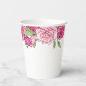 Watercolor Roze Rozen Bruiloft Paper Cup Papieren Bekers (Achterkant)