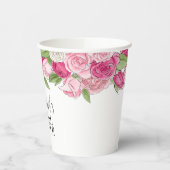Watercolor Roze Rozen Bruiloft Paper Cup Papieren Bekers (Links)