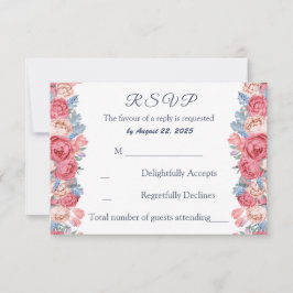 Watercolor Roze Rozen Chic Trouw RSVP Kaartje