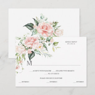 Watercolor Roze Rozen Eucalyptus Botanisch RSVP Kaartje