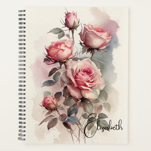 Watercolor Roze Rozen  Planner (Voorkant)