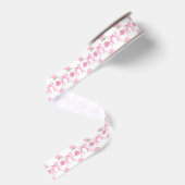 Watercolor Roze Rozen & Strikken Grosgrain Lint (Achterkant)