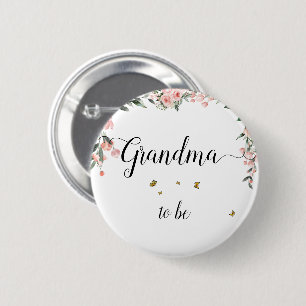 Watercolor Roze Rozen & Vlinders Oma-wordt Ronde Button 5,7 Cm