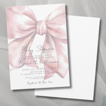 Watercolor Roze Strik Baby Shower