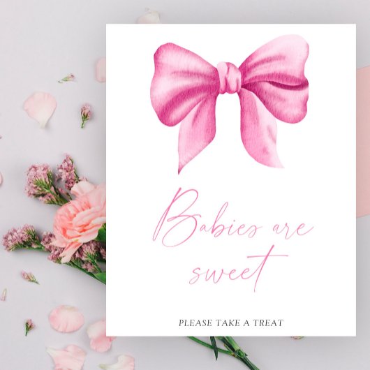 Watercolor roze strik - baby's zijn lief poster