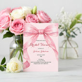 Watercolor Roze Strik Bruidsdouche Kaart