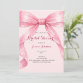 Watercolor Roze Strik Bruidsdouche Kaart (Staand voorkant)