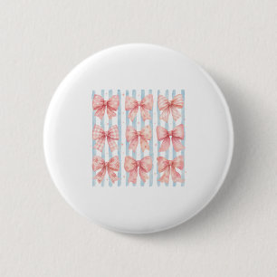 Watercolor Roze Strik Collectie Blauwe Streep Coqu Ronde Button 5,7 Cm