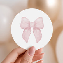 Watercolor Roze Strik Coquette Stijl
