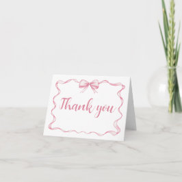 Watercolor Roze Strik Lint Frame Bedankkaart