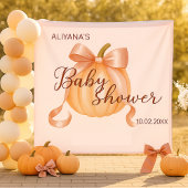 Watercolor Roze Strik Pompoen Baby Shower Achtergr Spandoek